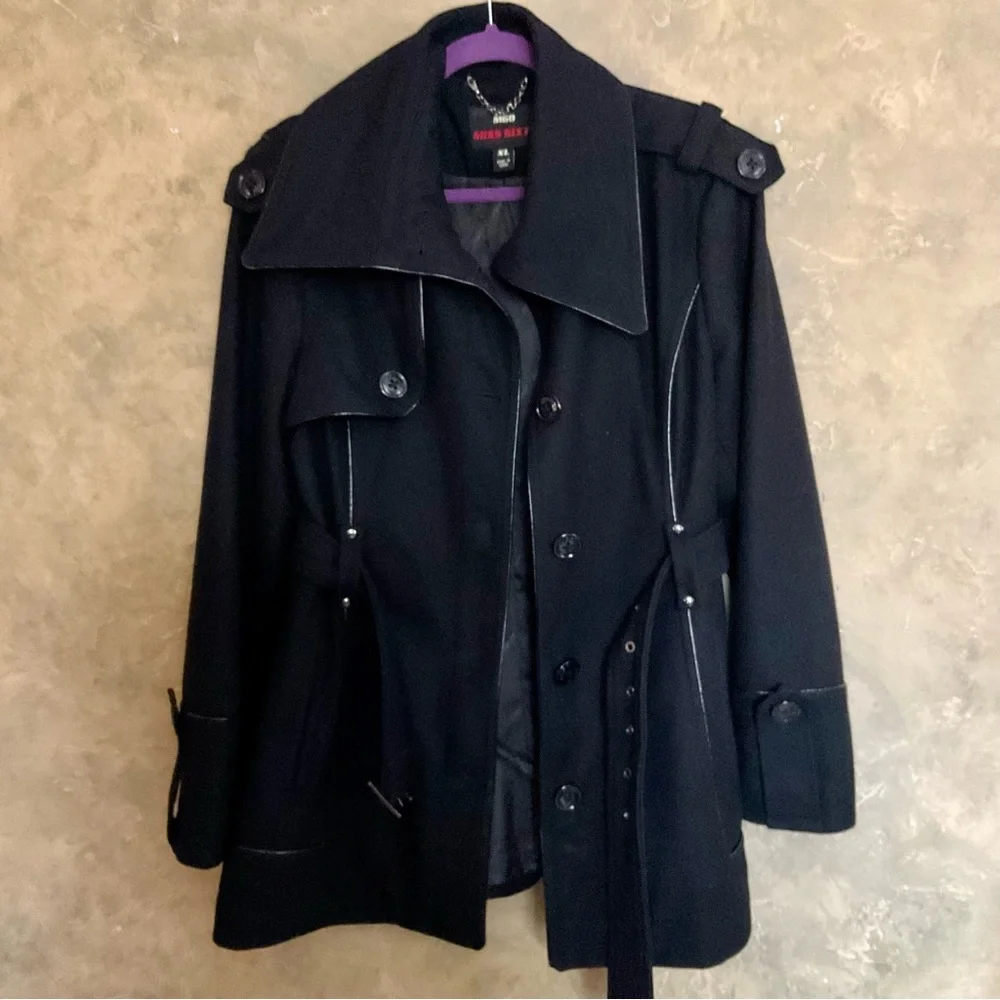 Vintage Y2K Miss Sixty Wool Blend Military Style Belted Coat - Picture 2 of 7